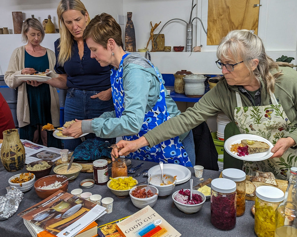 inferment fermented food in water-seal ceramic crock workshop