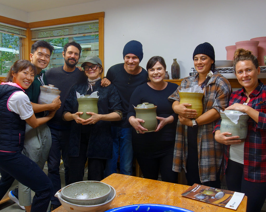 inferment fermented food in water-seal ceramic crock workshop