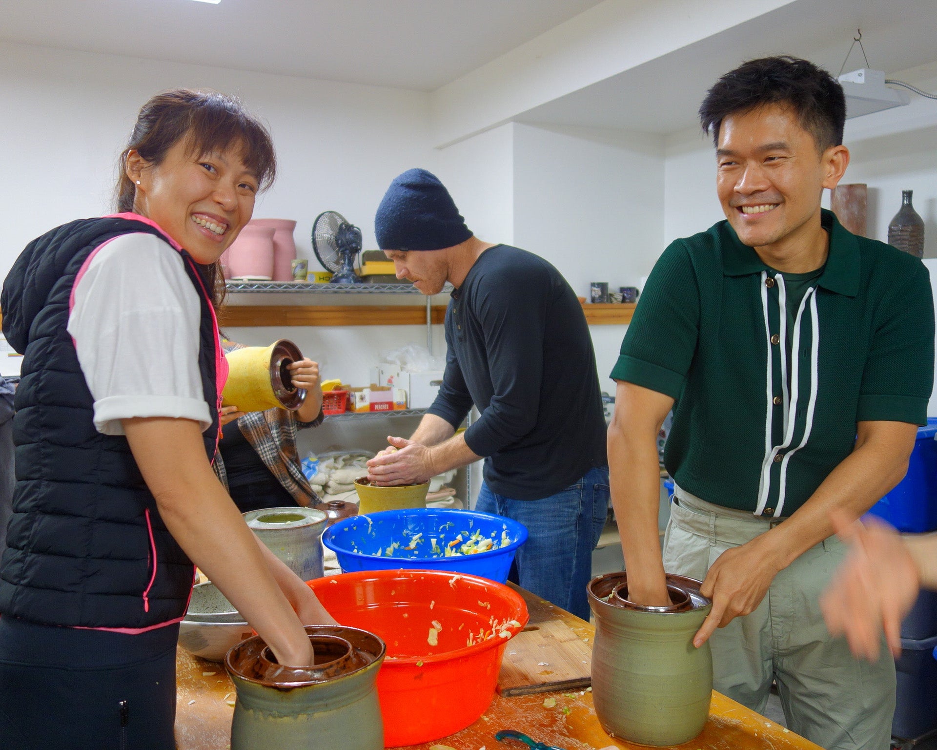 inferment fermented food in water-seal ceramic crock workshop
